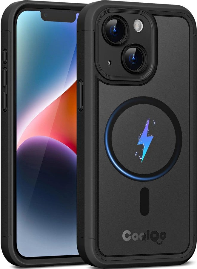 COOLQO Magnetic for iPhone 14/15 Plus Case, Dual Layer Matte Scratch-Resistant, Black - Image 1