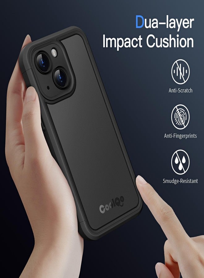 COOLQO Magnetic for iPhone 14/15 Plus Case, Dual Layer Matte Scratch-Resistant, Black - Image 4