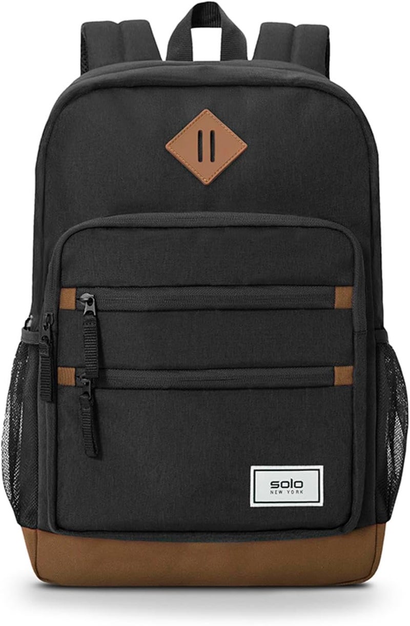 Solo حقيبة ظهر لابتوب سولو نيويورك للنساء والرجال، حقيبة سفر خفيفة الوزن مع جيوب شبكية جانبية تناسب كمبيوتر 15.6، أسود ريفريش - Image 1