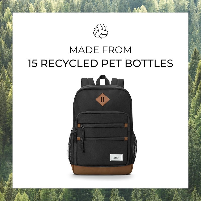 Solo حقيبة ظهر لابتوب سولو نيويورك للنساء والرجال، حقيبة سفر خفيفة الوزن مع جيوب شبكية جانبية تناسب كمبيوتر 15.6، أسود ريفريش - Image 4