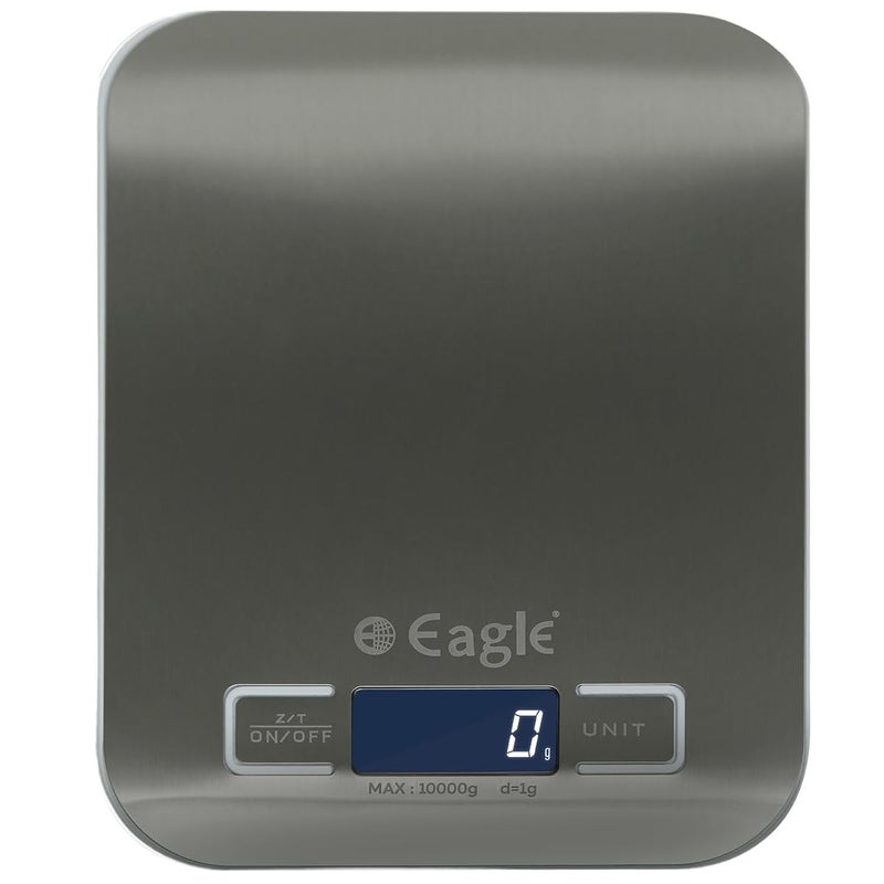 Eagle Eagle Stainless Steel Digital Kitchen Weighing Scale with 10 kg Capacity 1 Gram Accuracy Food Weight Machine for Diet Nutrition Health Fitness Baking Cooking Silver - Image 1