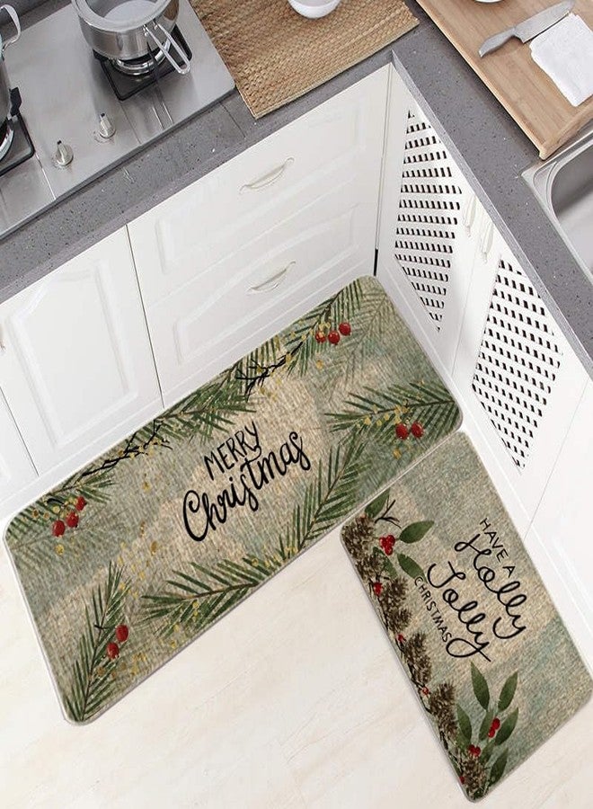 GAGEC Christmas Kitchen Rug Have A Holly Jolly Christmas Kitchen Mat Set of 2 Merry Christmas Winter Farmhouse Party Floor Mat for Home Kitchen Bathroom Decorations - 17x27 and 17x47 Inch - Image 4