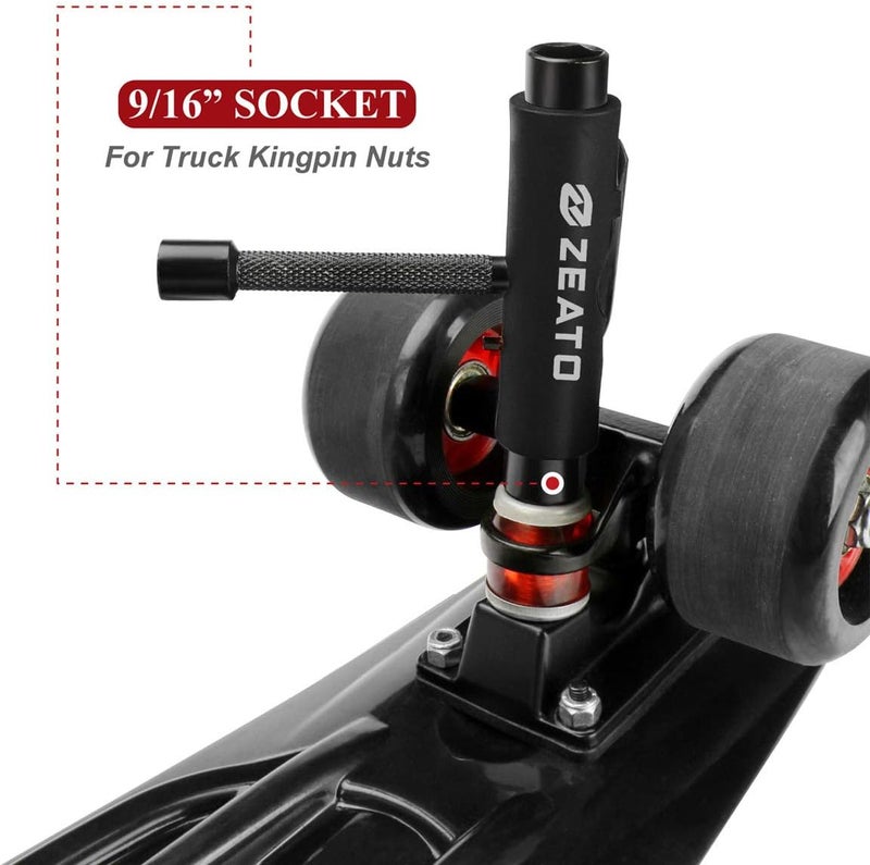 Zeato All-in-One Skate Tools Multi-Function Portable Skateboard T Tool Accessory with T-Type Allen Key and L-Type Phillips Head Wrench Screwdriver - Image 3