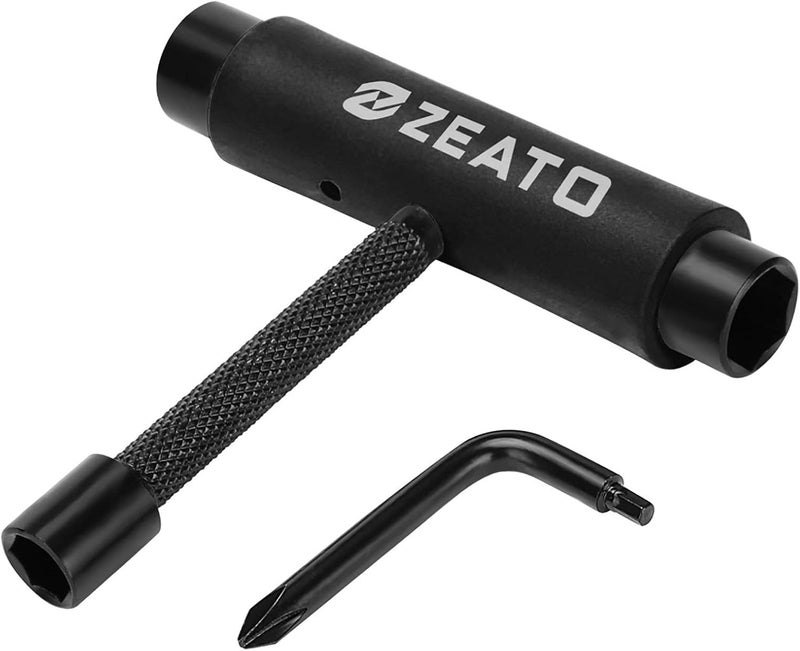 Zeato All-in-One Skate Tools Multi-Function Portable Skateboard T Tool Accessory with T-Type Allen Key and L-Type Phillips Head Wrench Screwdriver - Image 1