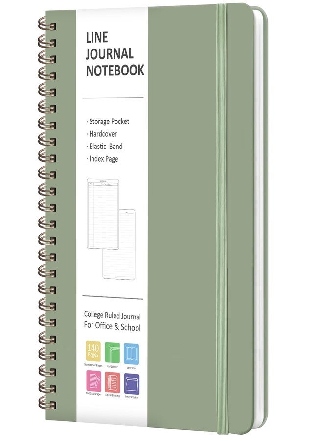 VALOME Lined Spiral Journal Notebook with A5 College for Women & Men, Ruled Hardcover Spiral Notebook Featuring 146 Pages of 100 GSM Thick Paper for Journaling, School, Work and Writing, Medium Size(Green) - Image 1