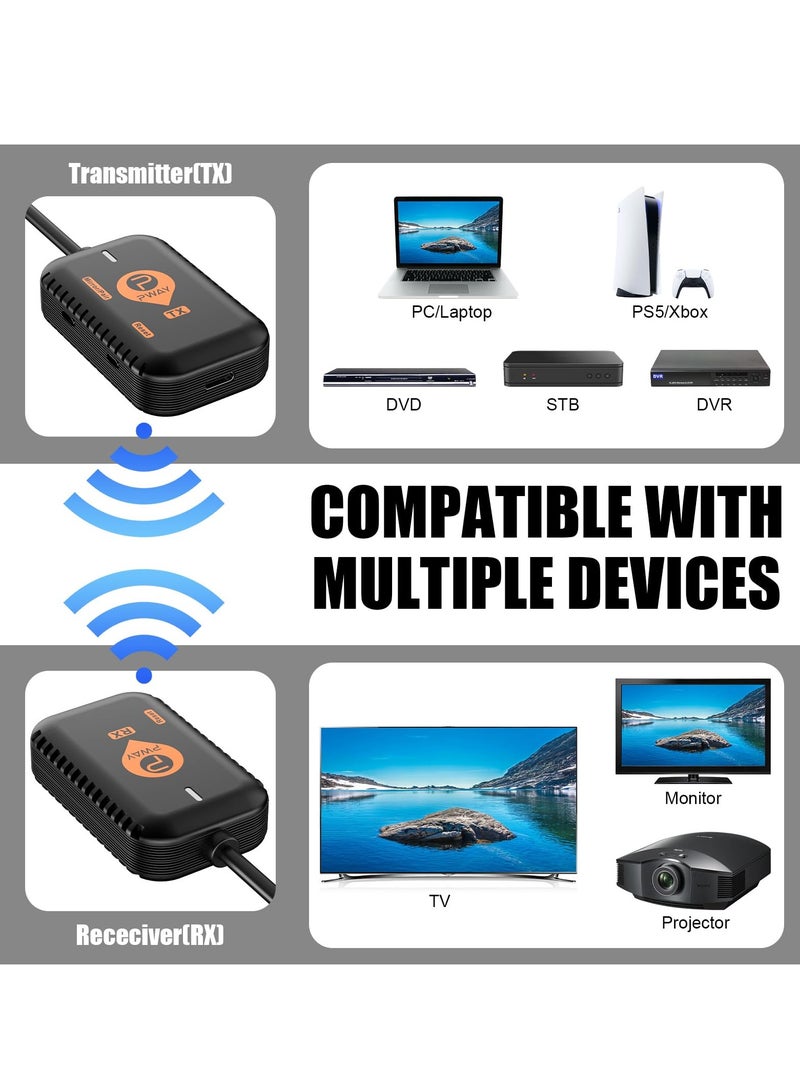 جهاز إرسال واستقبال HDMI لاسلكي، يدعم 2.4/5GHz لبث الفيديو والصوت إلى التلفاز عالي الدقة/جهاز عرض/شاشة من الكمبيوتر المحمول/الكمبيوتر الشخصي/صندوق الكابل - 98 قدم/30 متر - Image 5