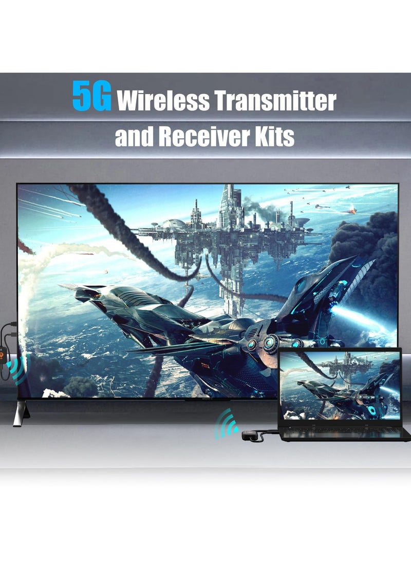 جهاز إرسال واستقبال HDMI لاسلكي، يدعم 2.4/5GHz لبث الفيديو والصوت إلى التلفاز عالي الدقة/جهاز عرض/شاشة من الكمبيوتر المحمول/الكمبيوتر الشخصي/صندوق الكابل - 98 قدم/30 متر - Image 4