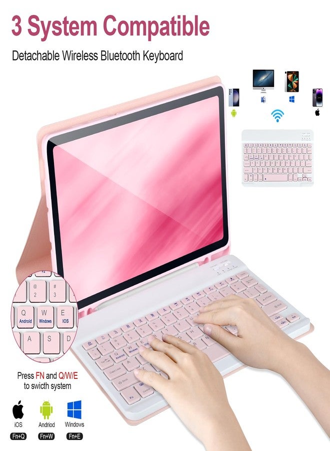 APHBZGE Keyboard Case for Samsung Galaxy S6 Lite 10.4" 2022/2020,Case with Keyboard for Samsung S6 lite with S Pen Holder,Detachable Wireless Bluetooth Keyboard for Galaxy S6 Lite 10.4" Auto Wake/Sleep,Pink - Image 3