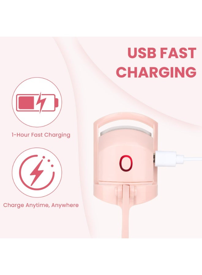 لوميا جهاز لف الرموش الكهربائي القابل لإعادة الشحن، أداة تجميل حرارية مزودة بوسادة سيليكون، تسخين سريع عبر USB، تجعيد طبيعي يدوم طوال اليوم، أداة مكياج محمولة (وردي) - Image 5