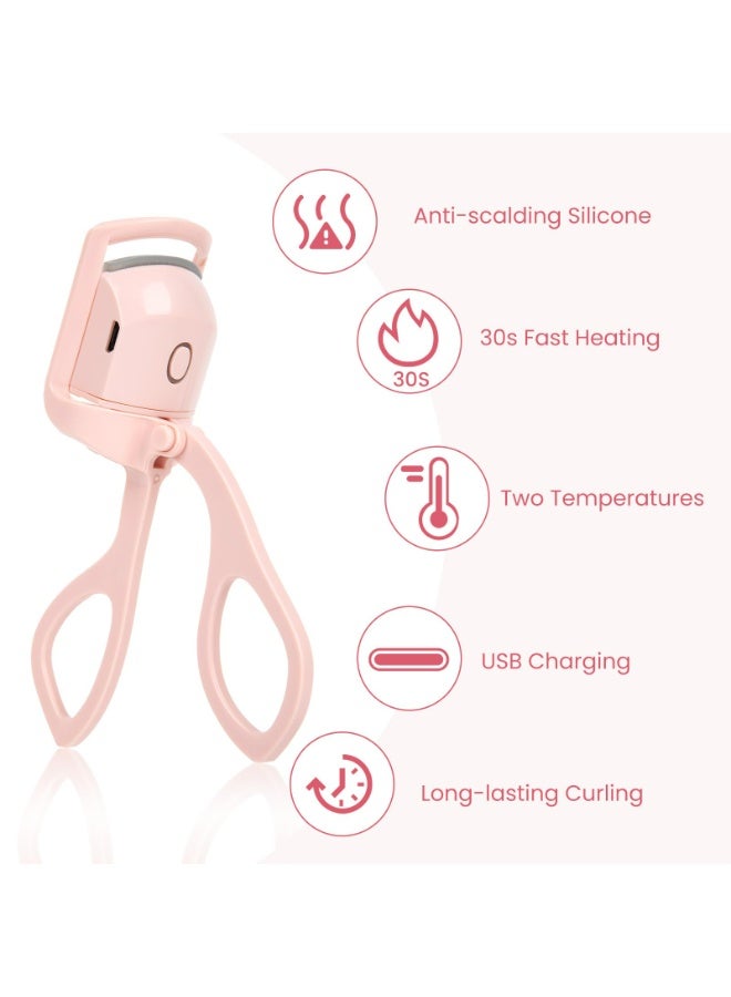 لوميا جهاز لف الرموش الكهربائي القابل لإعادة الشحن، أداة تجميل حرارية مزودة بوسادة سيليكون، تسخين سريع عبر USB، تجعيد طبيعي يدوم طوال اليوم، أداة مكياج محمولة (وردي) - Image 2