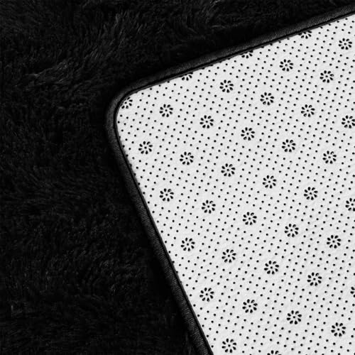 Deerhoo Large Shag Area Rugs 6 x 9, Plush Fuzzy Rugs for Living Room, Ultra Soft Fluffy Furry Rug for Bedroom, Indoor Carpet Nursery Rugs for Kids Room Home Decor, Black - Image 5