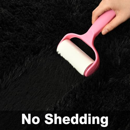 Deerhoo Large Shag Area Rugs 6 x 9, Plush Fuzzy Rugs for Living Room, Ultra Soft Fluffy Furry Rug for Bedroom, Indoor Carpet Nursery Rugs for Kids Room Home Decor, Black - Image 4