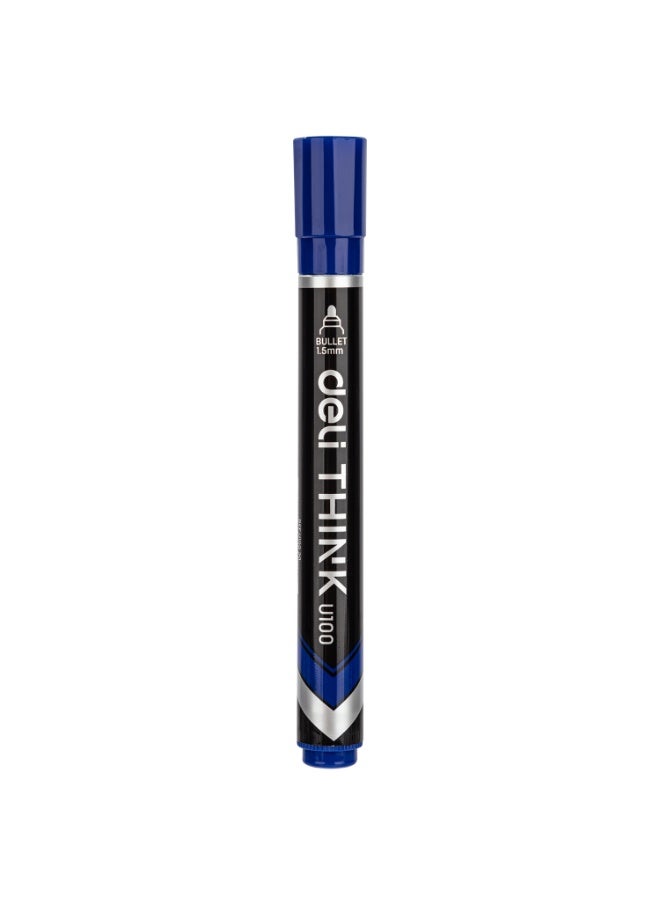 Deli EU10030 Permanent Marker Bullet Tip 1.5mm Blue 12PCS/Box – Ideal for Office and Labeling Work - Image 3