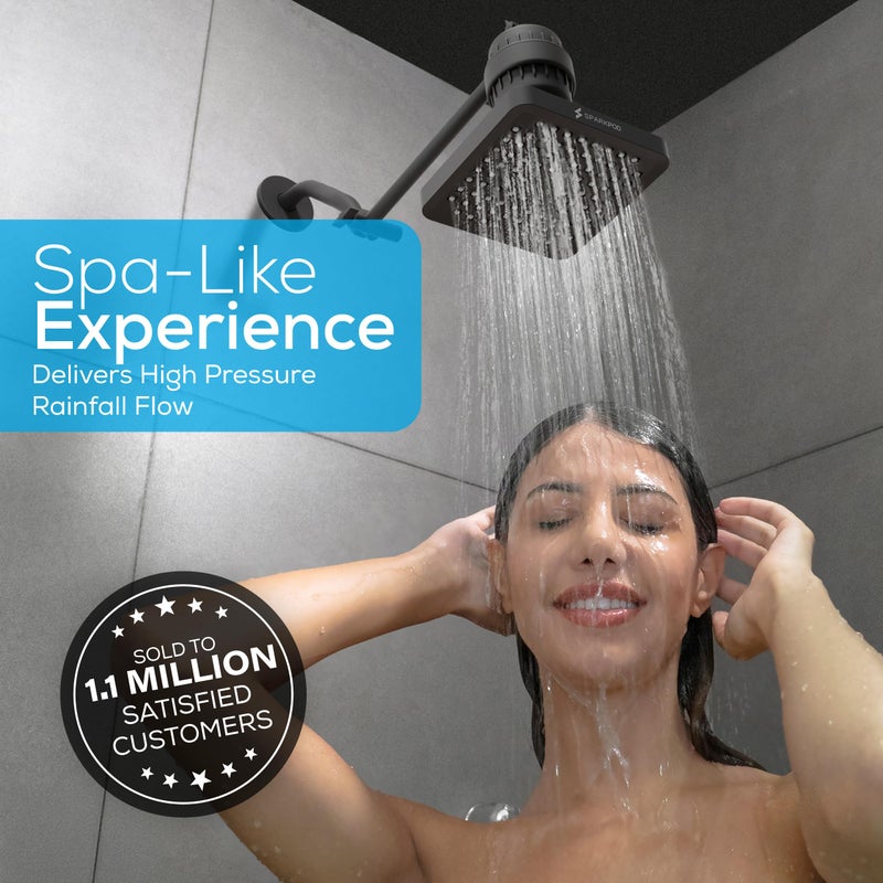 SparkPod Shower Head - High Pressure Rain - Premium Quality Luxury Design - Easy Clean Adjustable Replacement for Your Bathroom Shower Heads (Midnight Black Matte, 6 Inch Square) - Image 3