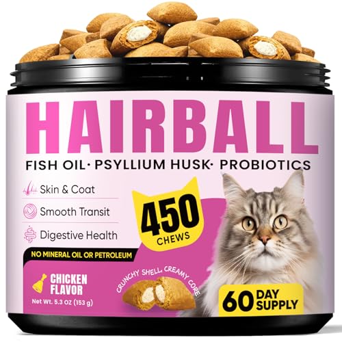 BuddyCheer Hairball Treatment for Cats-Natural Coconut & Fish Oils for Smooth Passage & Relief，Cat Hairball Remedy Treats with Fiber & Enzymes Support Skin & Coat，Gut & Digestion Health , Chicken(60-Day Supply) - Image 1