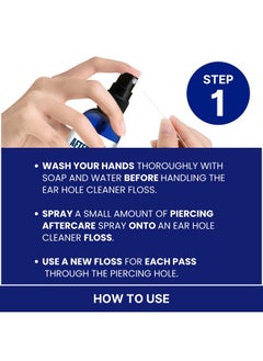 BodyJ4You Piercing Aftercare Spray Piercing Hole Cleaner - Earring Hole Cleaner Piercing Floss Ear Hole Cleaner - Natural Saline Wound Wash Keloid Bump Removal - Pierced Ears Nose Cleaning Kit  - Image 3