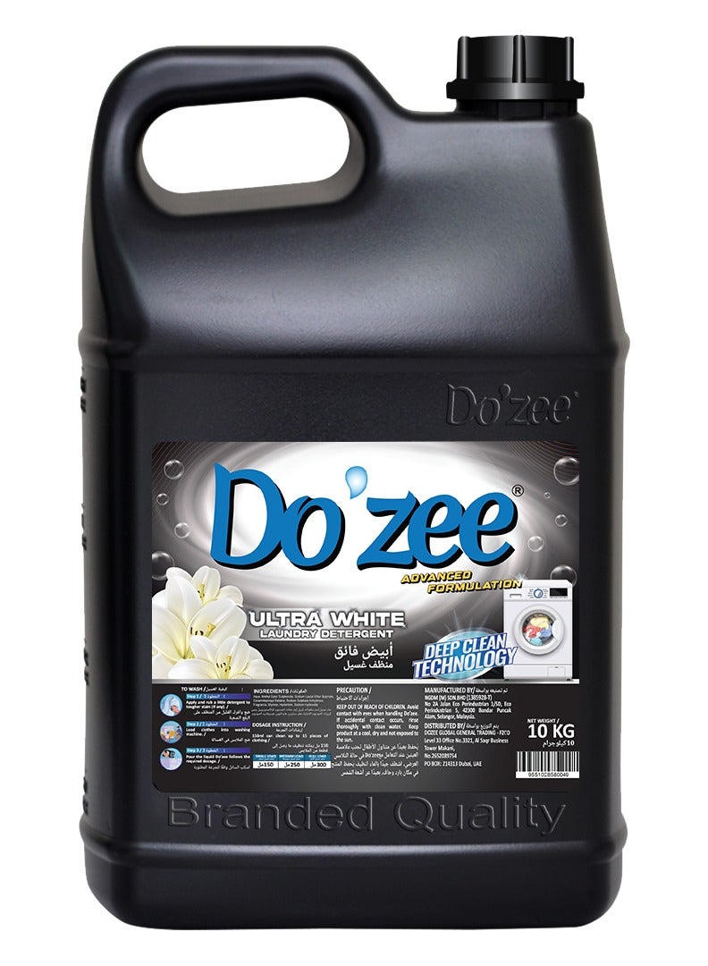 Do'zee Ultra White Liquid Laundry Detergent, 10 Liters - Image 1