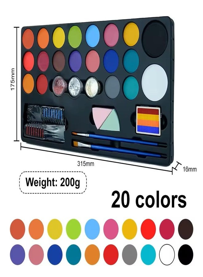 Tassel Toppers Kids Face Painting Kit, 20 Non-Toxic Water Based Paints, Professional Face and Body Paint Makeup for Sensitive Skin, 4 Stencils, 2 Hair Chaulk Combs, 2 Sponges - Image 3