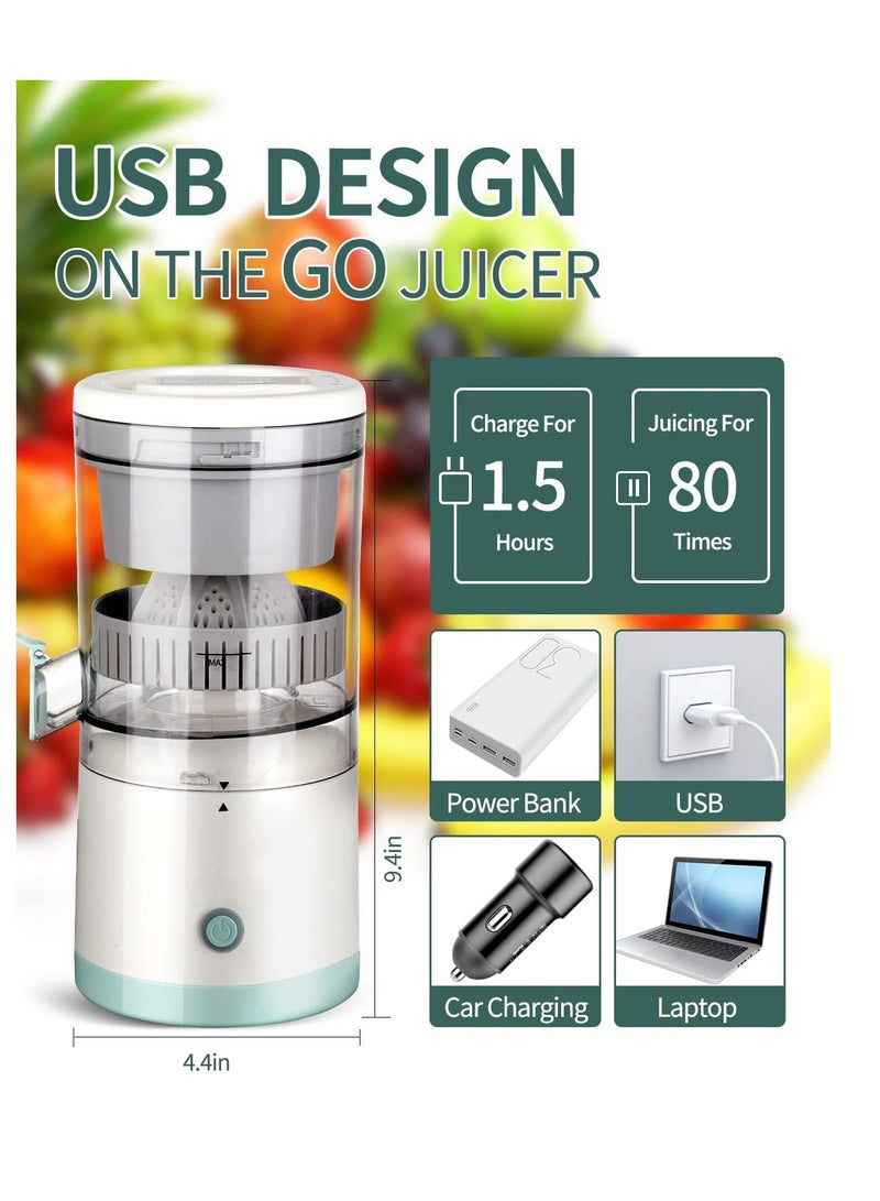 عصارة كهربائية، عصارة فواكه حمضية كهربائية خالية من BPA قابلة لإعادة الشحن، عصارة محمولة للبرتقال والليمون والجريب فروت مع فتحة سكب سهلة، بمحرك قوي جديد لعصر سهل ومريح - Image 2