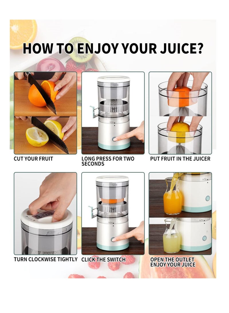 عصارة كهربائية، عصارة فواكه حمضية كهربائية خالية من BPA قابلة لإعادة الشحن، عصارة محمولة للبرتقال والليمون والجريب فروت مع فتحة سكب سهلة، بمحرك قوي جديد لعصر سهل ومريح - Image 5