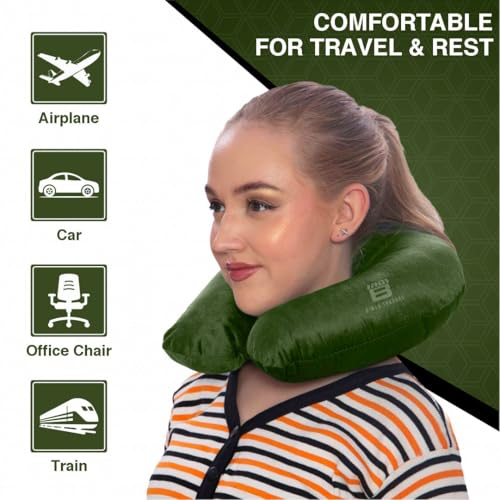 BTfash Travel Neck Pillow for Men & Women | Soft Fibre Cushion for Flight, Car & Train | Soft Velvet Fabric with Attachable Snap Strap | Cervical Support for Neck Pain Relief. Pack of 1 (Grass Green) - Image 4