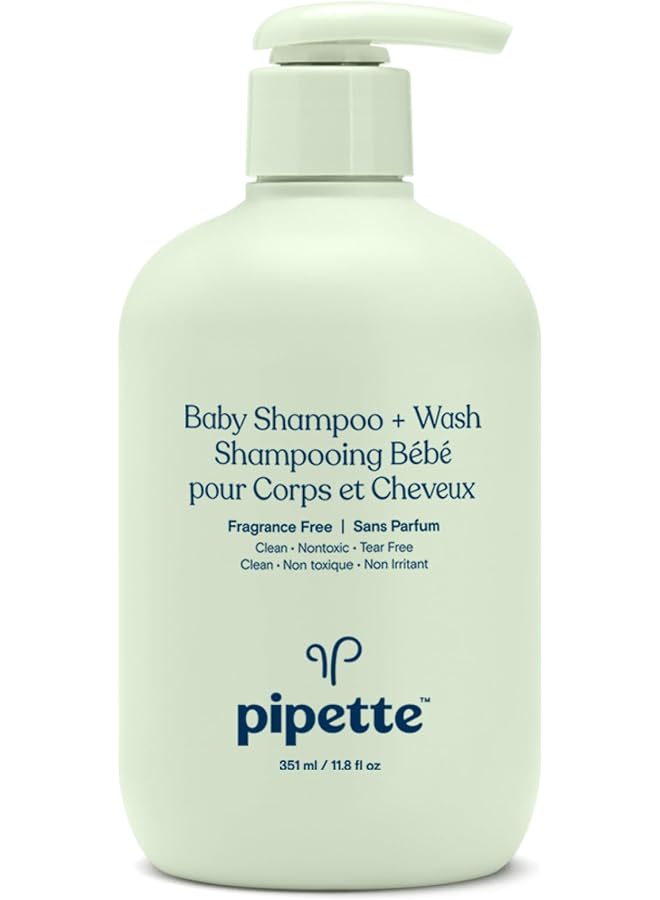 pipette Baby Shampoo And Body Wash Fragrance Free Tear Free Bath Time Hypoallergenic Moisturizing Plant Derived Squalane New Formula 11.8 Fl Oz - Image 1