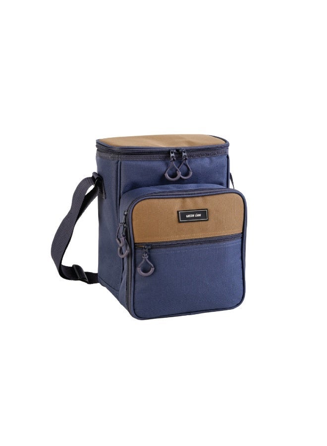 GREEN LION Camp Mate Set Picnic Bag for 4-Person / Outdoor Travel Thermal Insulation Bag / Includes Stainless steel nives 4 , forks 4 , spoons 4 , cups 4 , dinner plates 9" 4 , napkins 4 / Leak Proof / Easy to Clean / Adjustable Shoulder Strap - Blue - Image 2