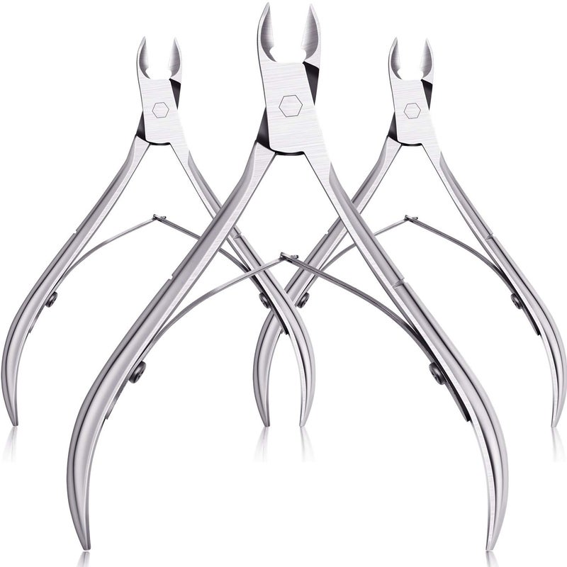 Mudder 3 Packs Cuticle Nippers Cutter Tool Stainless Steel Nail Cuticle Trimmer Remover with Pointed Blade Scissors Pedicure Manicure Tool for Fingernails Nails Care and ToenailsSilver