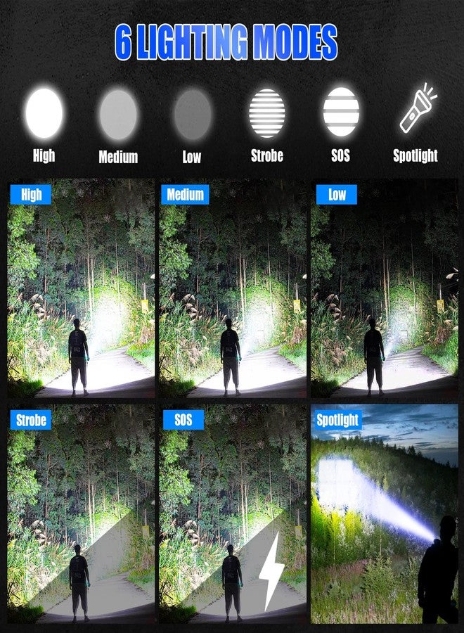Foleto Rechargeable LED Flashlights High Lumens,Super Bright Flashlight, Powerful Tactical Handheld Flash Light, 5 Modes Zoomable Waterproof Flash Lights for Camping, Emergency - Image 2