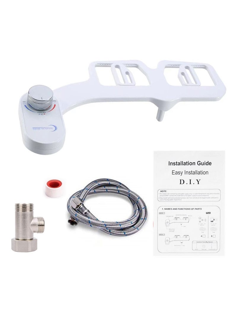 Bidet, Bidet Attachment for Toilet, Non-Electric Fresh Water Bidet with Self-Cleaning Nozzle, Easy Home Installation