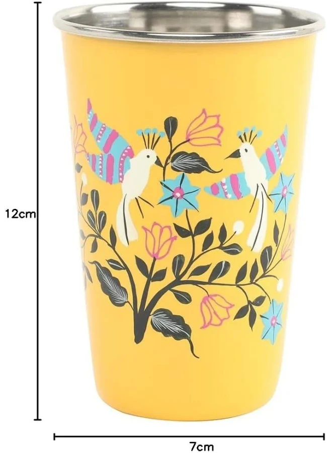 Chumbak Boho Birds Steel Tumbler - Large, 200ml