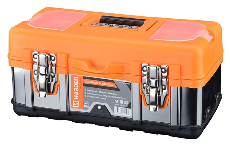 Harden Professional Stainless-Steel and ABS Tools Box with Removable Top Organizer Tray (40x19x18.5 cm) 520226 - Image 1