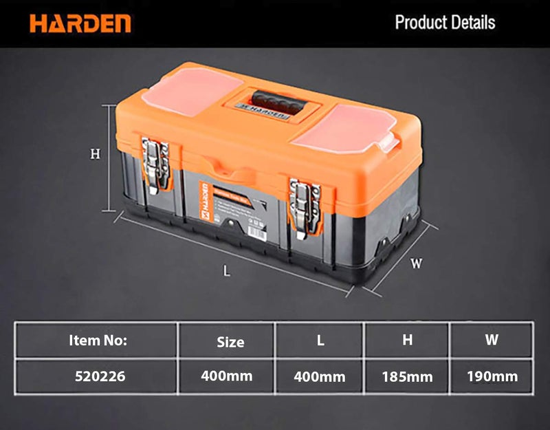 Harden Professional Stainless-Steel and ABS Tools Box with Removable Top Organizer Tray (40x19x18.5 cm) 520226 - Image 4