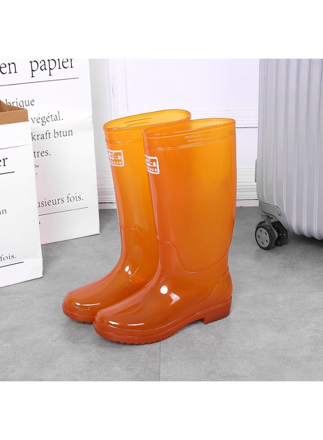 Shanghai Double Money Two-elephant Women's High-rise Rain Boots Blue Pearlescent Water Shoes Labor Protection Pvc Rain Boots Without Gauze Lining