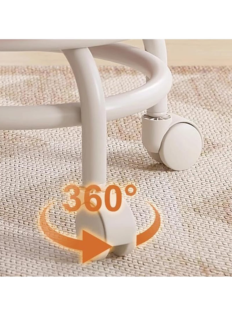 LINGWEI Low Rolling Chair with Transparent White Acrylic Backrest 360° Rotating Wheels for Indoor and Outdoor Use Ideal for Kids & Adults Small Chair with Soft Cushion - Image 2