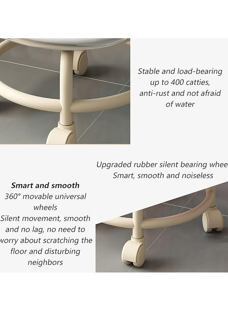 LINGWEI Low Rolling Chair with Transparent White Acrylic Backrest 360° Rotating Wheels for Indoor and Outdoor Use Ideal for Kids & Adults Small Chair with Soft Cushion - Image 4