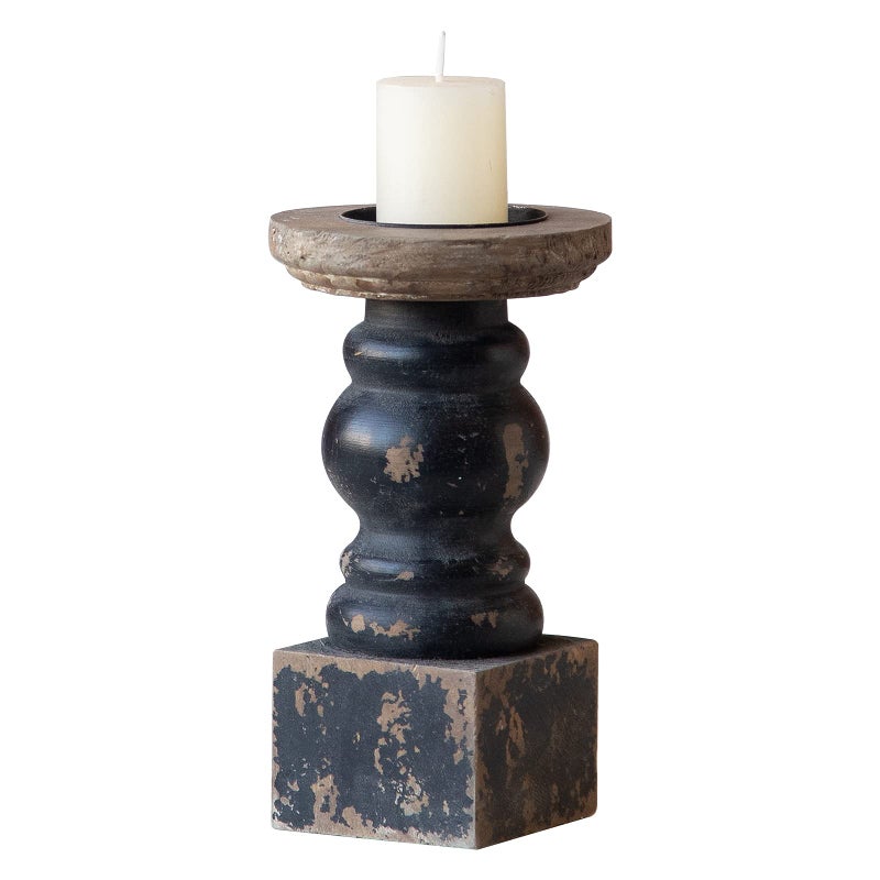 Wooden Black Candle Holder Decorative Candle Holders for Table Rustic Pillar Candle Holder Table Centerpieces for Dining Room Shabby Chic Candlestick Home Decor 39 x 39 x 71