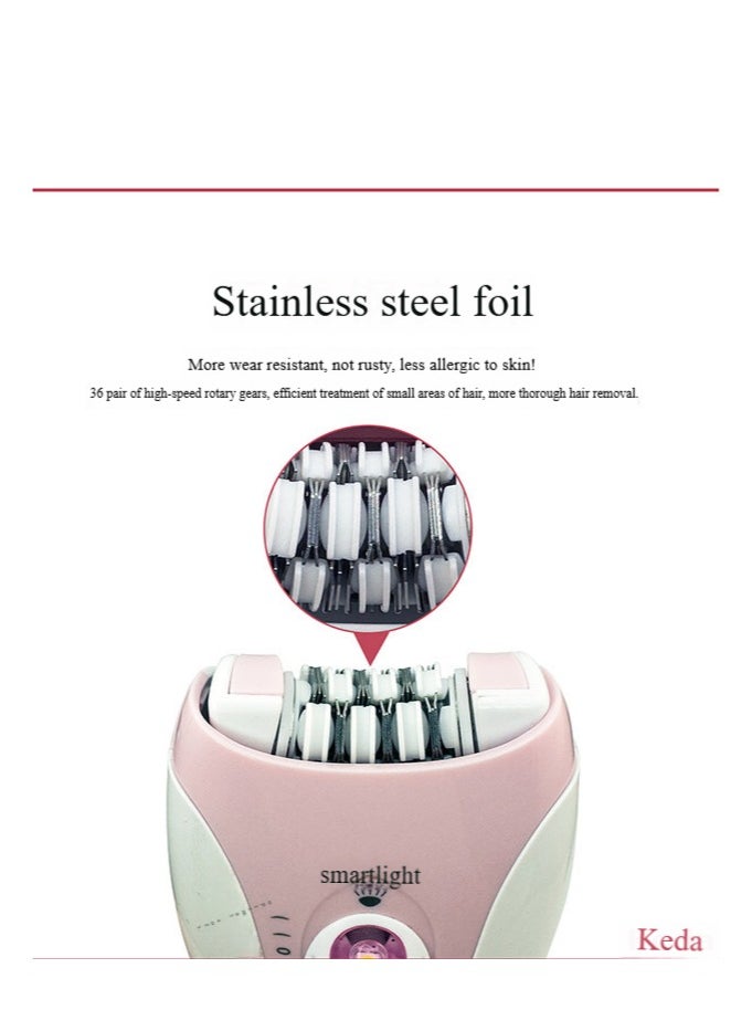 Keda USB Rechargeable Epilator Shaver Callus Remover Clipper KD-216 Pink/White - Image 2