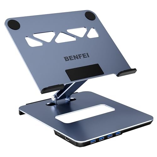 BENFEI Laptop Stand with USB C 6in1 Docking Station, HDMI 4K@60Hz, 4*USB3.0, 100W PD Compatible with MacBook Pro/Air, iPad Pro, XPS, Thinkpad - Image 1