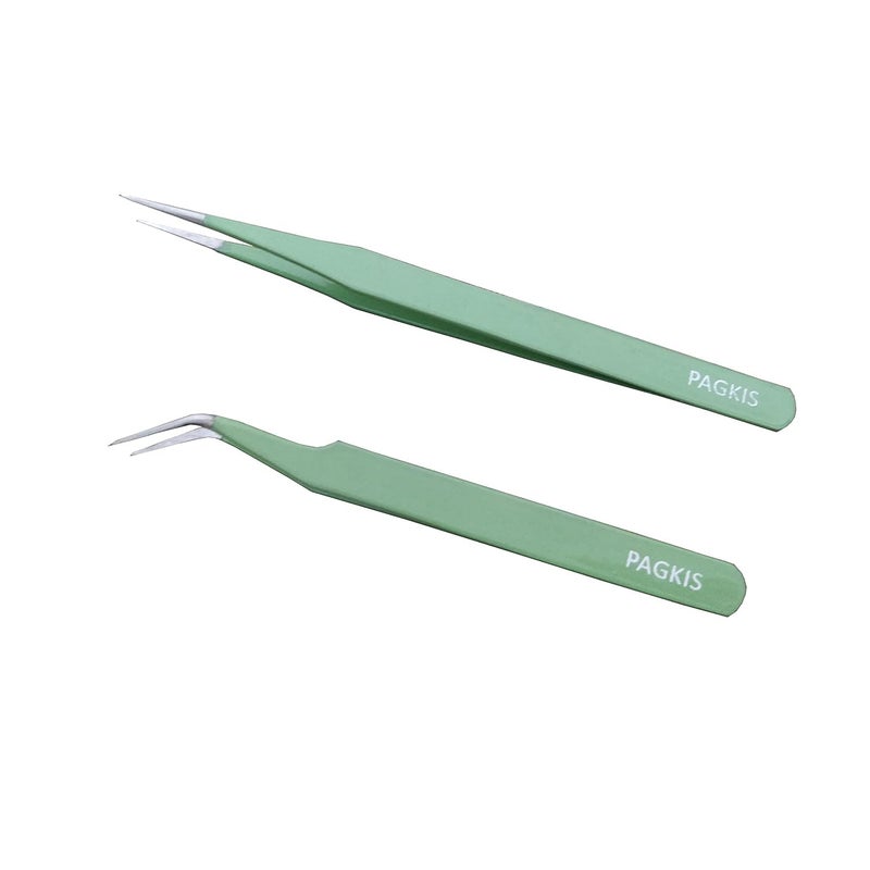 ESD Safe AntiStatic Tweezers Pack of 2 Straight Curved Pointed Random Colour  - Image 1