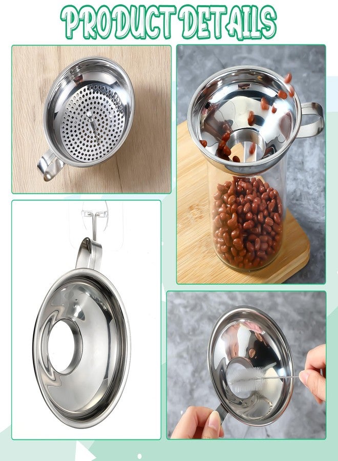 Gejoy Canning Funnel with Strainer, Stainless Steel Wide-Mouth Mason Jar Funnels, for Kitchen Use Filling Bottles, Canning Supplies Kit, for Transferring Liquid, Oil, Spices, Powder, Jam, Grain - Image 3
