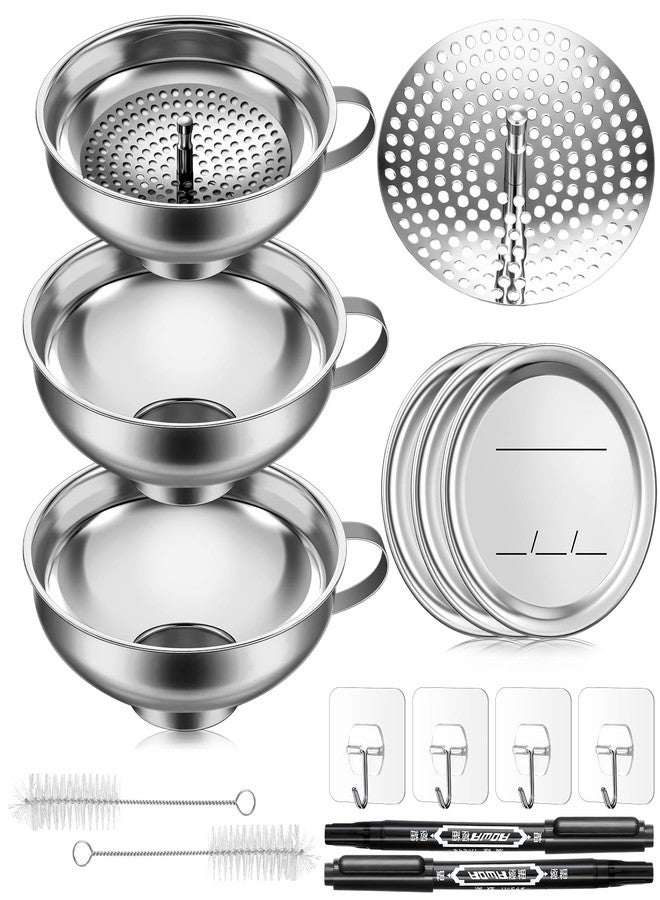 Gejoy Canning Funnel with Strainer, Stainless Steel Wide-Mouth Mason Jar Funnels, for Kitchen Use Filling Bottles, Canning Supplies Kit, for Transferring Liquid, Oil, Spices, Powder, Jam, Grain - Image 1