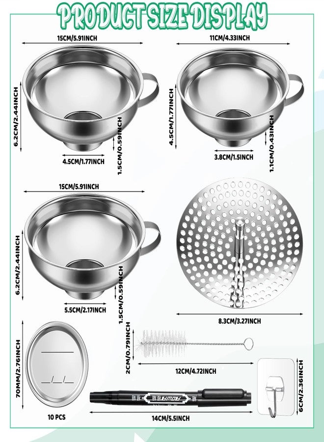 Gejoy Canning Funnel with Strainer, Stainless Steel Wide-Mouth Mason Jar Funnels, for Kitchen Use Filling Bottles, Canning Supplies Kit, for Transferring Liquid, Oil, Spices, Powder, Jam, Grain - Image 2