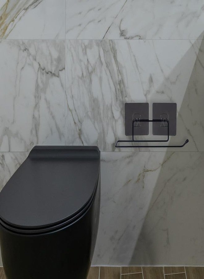 FUNARIC Self-Adhesive Toilet Paper Holder - Matte Black GI Steel Tissue Roll Stand - Pack of 2 - No-Drill, Rust-Resistant Design - Image 4