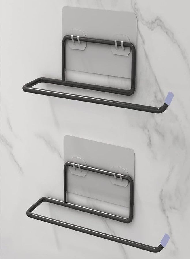 FUNARIC Self-Adhesive Toilet Paper Holder - Matte Black GI Steel Tissue Roll Stand - Pack of 2 - No-Drill, Rust-Resistant Design - Image 2