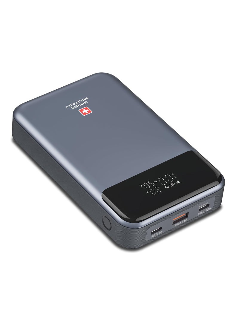 SWISS MILITARY 20000mAh 140W Laptop Power Bank (60W Premium Cable Included) - 100W USB-C PD, Triple Output, Digital Display, Flight-Safe for MacBook Pro, Dell XPS, iPad, iPhone, Samsung, Huawei  - Image 1