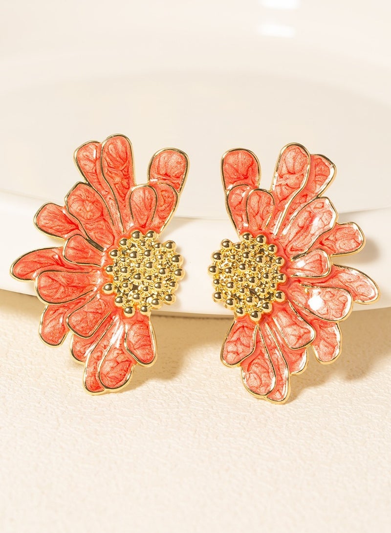 Delicate Daisy Flower Earrings with Layered Petals - Minimalist and Fresh Style - Image 3