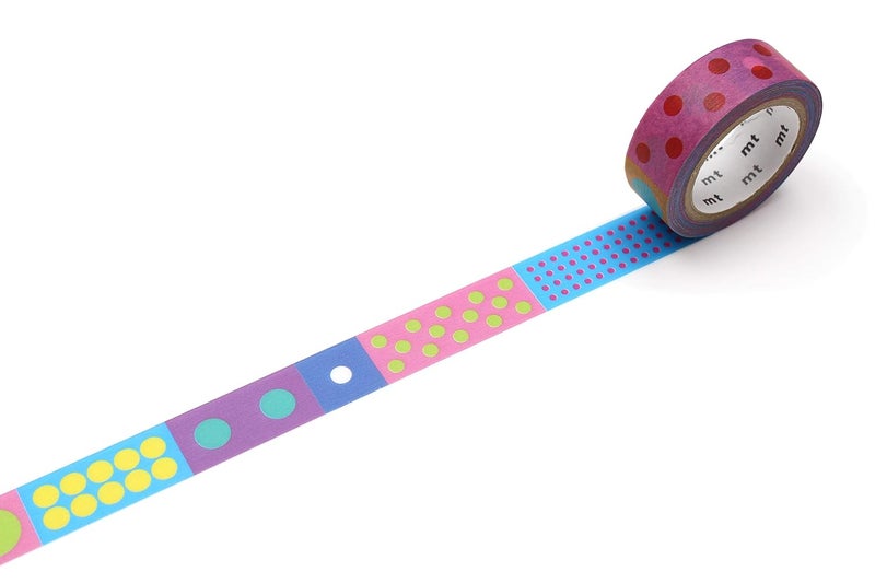MT mt Washi Masking Tape, 15mm x 7 mtrs Shade -Kapitza Polka Dot Vivid, (Pack of 1)  - Image 1