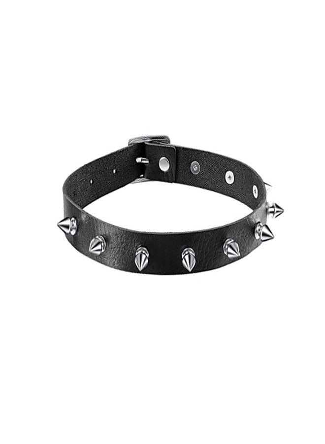 WLL Punk PU Leather Choker Necklace for Women Goth Studded Rivet Collar Choker Necklace with Spikes Adjustable Halloween Costume Jewelry (A:Studded necklace) - Image 1