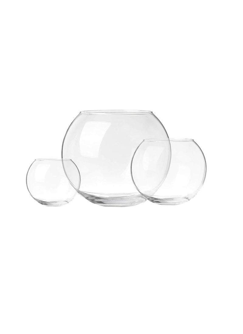 Incrizma Incrizma Bowl Glass Vase, Diameter 10,15 & 20cm, Clear Bubble Planter Terrarium Fish Bowl, Globe Flower Vase Centerpiece for Wedding Event Home Decor, Set of 3 Pcs  - Image 1